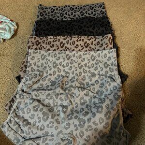 leopard print four pack gym shorts